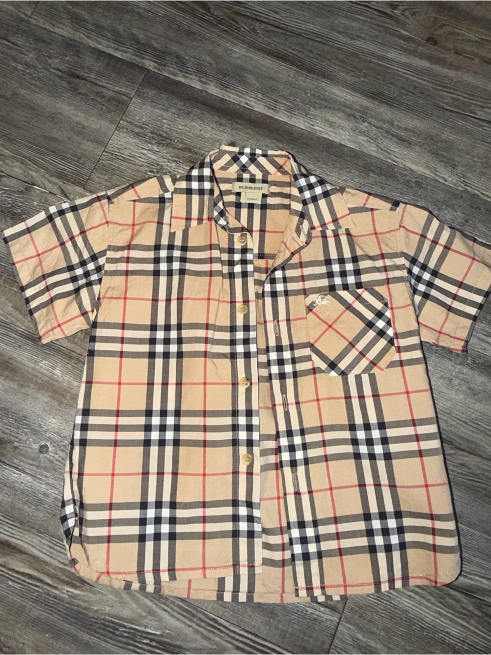 Authentic Burberry cotton Plaid Button-Up Shirt for kids
